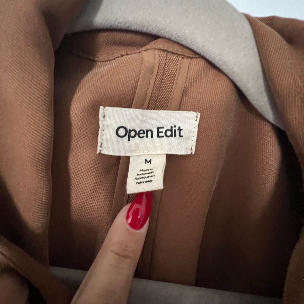 Open Edit Unstructured Blazer, Camel, Size M Worn… - image 6